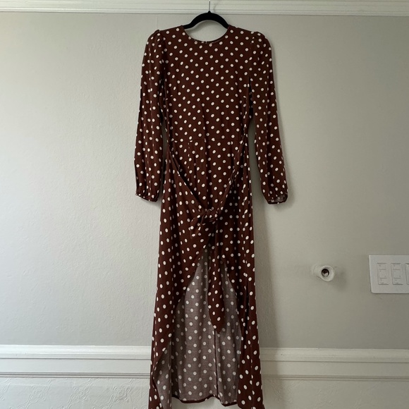 Reformation Brown Polka Dot Midi Dress - Picture 7 of 7